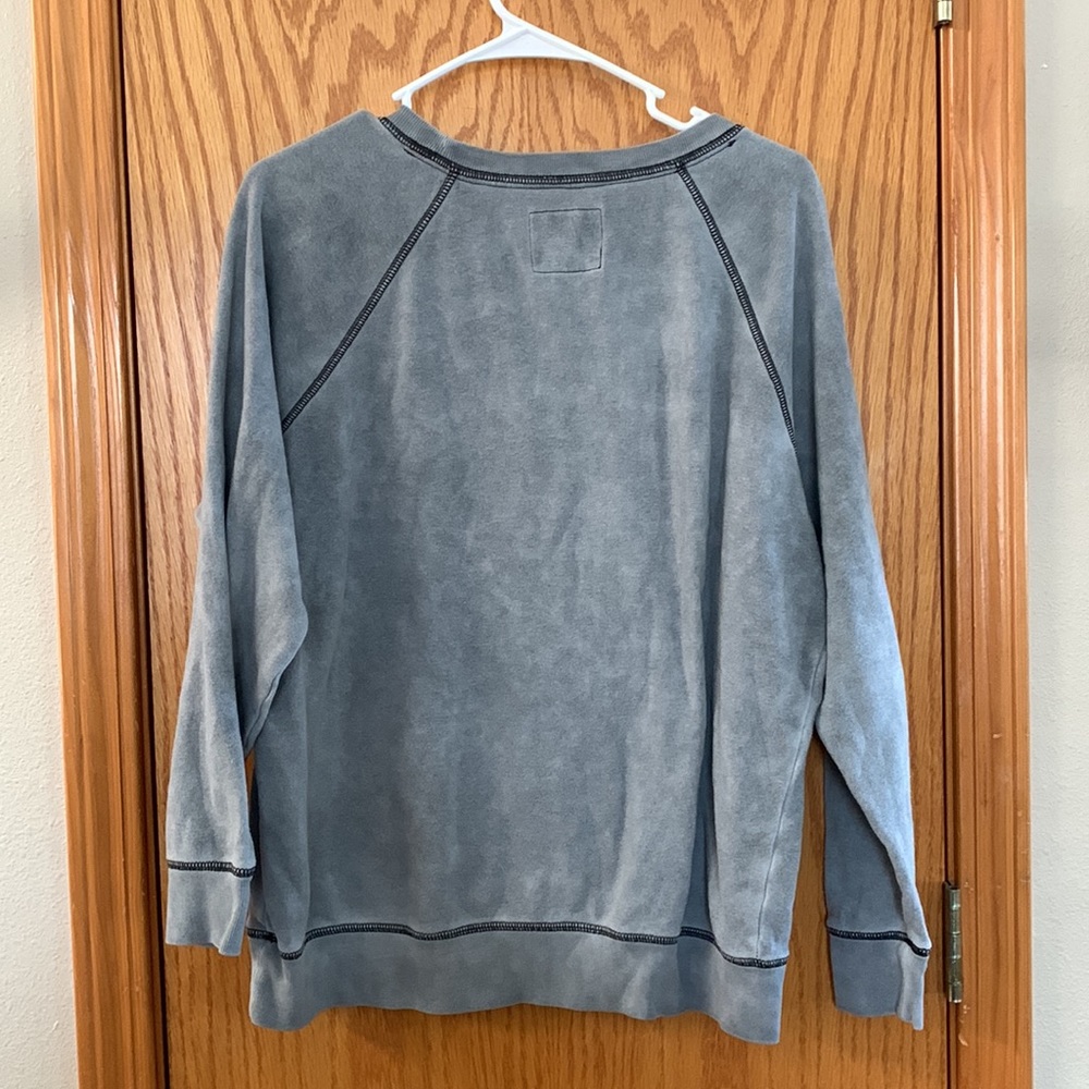 American Eagle Gray Lightweight Crewneck Jegging Fit Sweatshirt Sz S - Picture 3 of 3